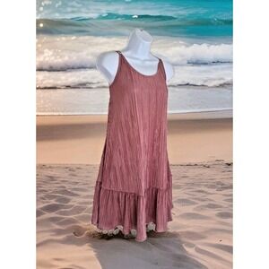 LBisse Swing Dress Sm Pink Strappy A-Line Adjustable Straps Sundress Beachy Boho